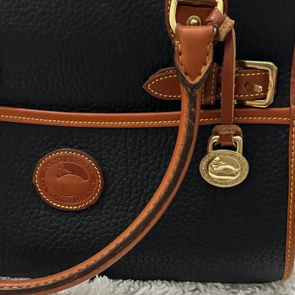 Dooney & Bourke Black and Tan Satchel - Picture 3 of 16